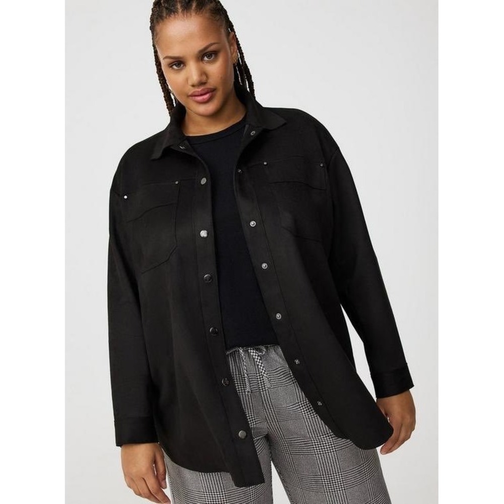 Torrid Women's 4X Deep Black Faux Suede Shacket Shirt Jacket Cowgirl Outerwear